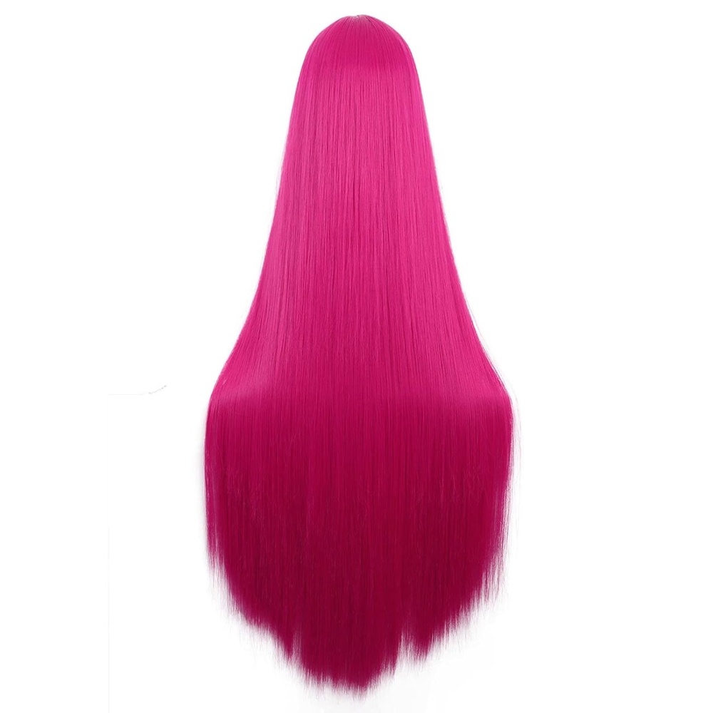 40" Long Hot Pink Straight Cosplay Wig, Anime Costume Party Hair for Women - Picture 4 of 5